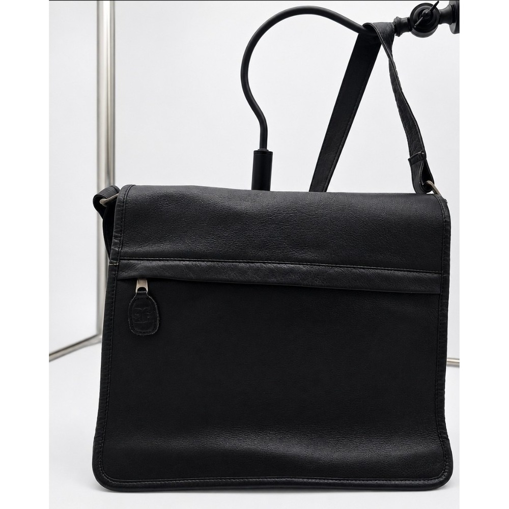 Vintage‎ Frye Black Leather Messenger Bag Crossbody Laptop Briefcase Satchel USA
